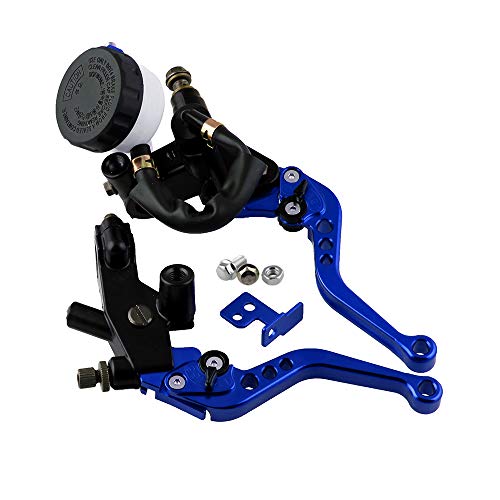 KKmoon 7/8"Leve Freno Frizione Moto, Universale Regolabile per Cilindro Principale Set Serbatoio (Blu)