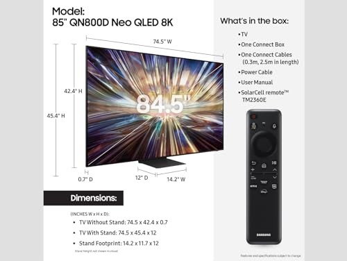 Image of SAMSUNG 85-Inch Class QLED 8K QN800D Series Mini LED, Neo Quantum HDR Smart TV w /Dolby Atmos, Object Tracking Sound+, AI Motion Enhancer, Real Depth Enhancer Pro, Alexa Built-in (QN85QN800D, 2024)