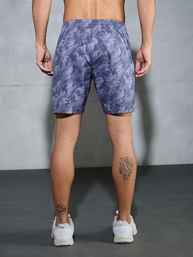 Image of TECHNOSPORT Men's Regular Fit All Over Print Stretchable Shorts with Quick Dry, Anti Odour for Gym, Sports and Regular Use