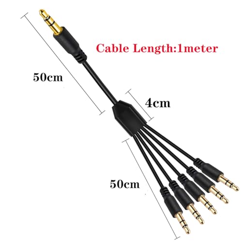 Cable de extensión de audio divisor de 3.5 mm con conectores TRS estéreo de alta fidelidad 4