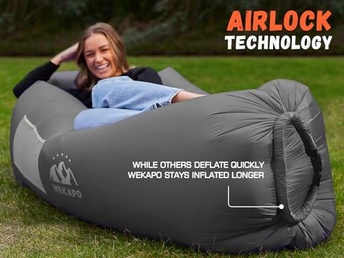 Image of WEKAPO Inflatable Couch Air Lounger Chair - Camping & Beach Accessories, Portable Blow up Sofa for Hiking, Lawn, Indoor /Outdoor Movies & Music Festivals. Lightweight and Easy to Set Up Air Hammock