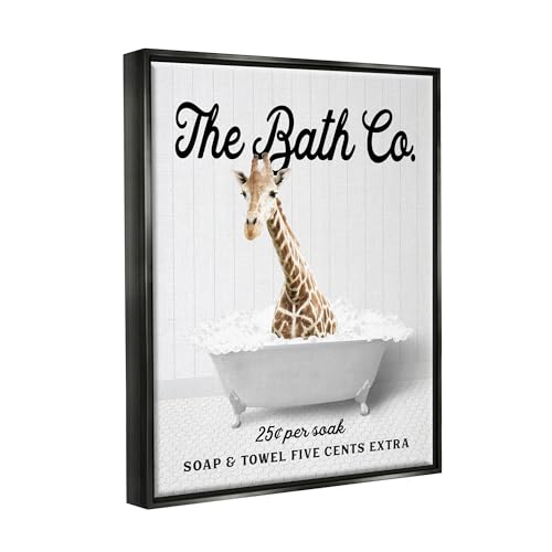Image of Stupell Industries 'Bubble Bathtub Giraffe'| Floating Frame Canvas Art