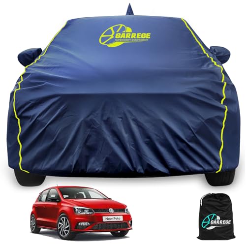 Image of Waterproof Car Body Cover for Polo 100% All Weather Proof with Mirror & Antenna Packet & Full Bottom Elastic, Triple Stitching with 100% Nail Proof Cover Navy Blue