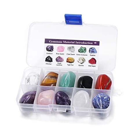 MANIFO 10pcs Mineral Variety Tumbled Crystals Gemstone Reiki Healing Energy Meteorite Stone for Chakra Balancing Meditation Crystal Collection Cover