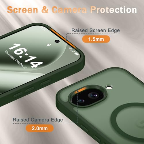 Image of for Google Pixel 10a Case, Matte Magnetic Phone Cover [with 1 Screen Protector] [Support for MagSafe] [Shockproof Military Grade Protection] Translucent Frosted Back, Sage Green