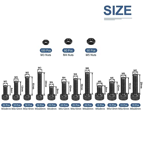 DTGN 510Pcs Metric Screw Assortment, M3/M4/M5 Bolts and Nuts Kit - Image 2
