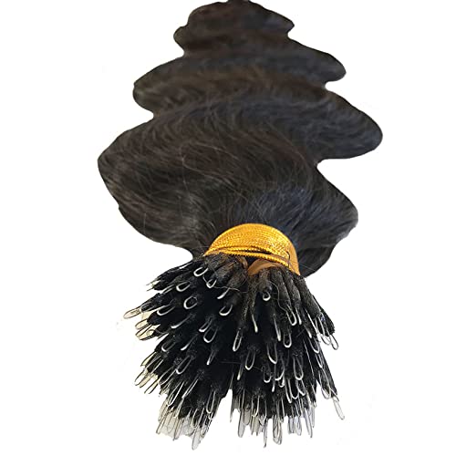 Nano Ring Hair Extensions Pre Bonded Natural Color Braziian Body Wave Mirco Ring Nano Human Hair Extensions For Women 1g/strand (10inch 100strands, Color #2)