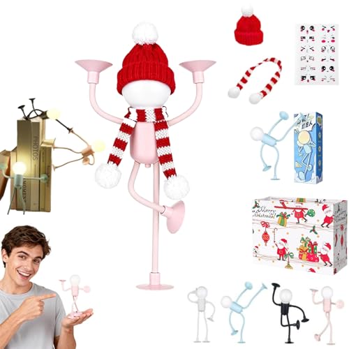 Luz nocturna de deportista divertida con forma intercambiable, 1/2/4 piezas, mini luz nocturna con forma de hombrecito, lámpara de mesa flexible con ventosa, luces nocturnas con forma (Pink, 1P)