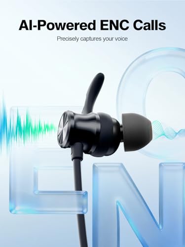 Rythflo Neckband Bluetooth Headphones, ENC IPX7 Sweatproof Sport Earbuds with AI-Enhanced Mic Vibration Call Alert, 50H Playtime Deep Bass Wireless Waterproof Earphones for Work Running Workout Gym - Image 5