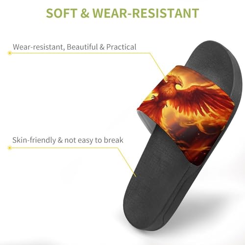 Phoenixes Bird Fire Frame Non Slip Slides Sandals for Women Men Quick Drying Shower Shoes for Bathroom Pool Beach3