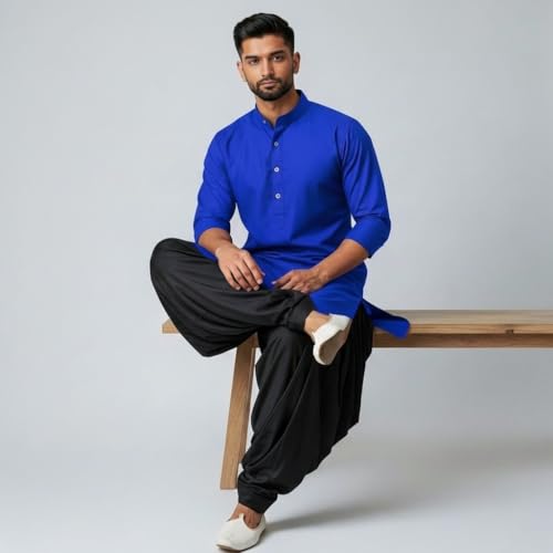Image of Mens Pure Coton Kurta Dhoti Set | Traditional Ethnic Wear for Festive & Wedding Men's Cotton Kurta with Dhoti Set | Comfortable Ethnic Traditional Outfit Stylish Men's Cotton Kurta Dhoti Set.
