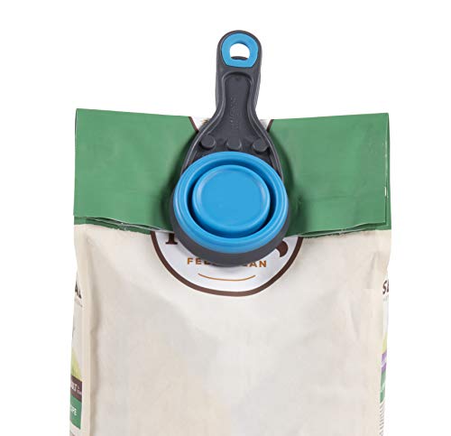 Dexas Pets Collapsible Klipscoop Collapsible Dry Dog Food Scoop And Dog Food Bag Clip, 1/2 Cup Capacity, Pro Blue #TOP4