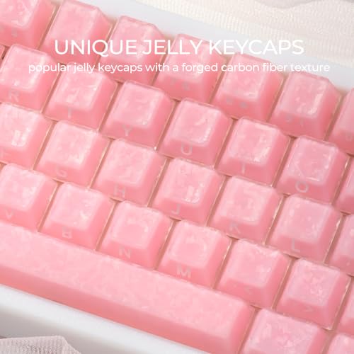 Image of GMKWTL XVX Frost Jelly Keycaps, Forged Carbon-Look Keyboard Keycaps, Cherry Profile 126 Keys Keycap Sets for Mechanical Keyboard with MX Switches(Pink)