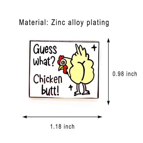 Image of Guess What? Chicken Butt! Funny Pin - Animal World Series | Premium Enamel Pin - Statement Lapel Pin - Plated Badge for Clothing, Bags, Hats, Jackets, and Lanyards