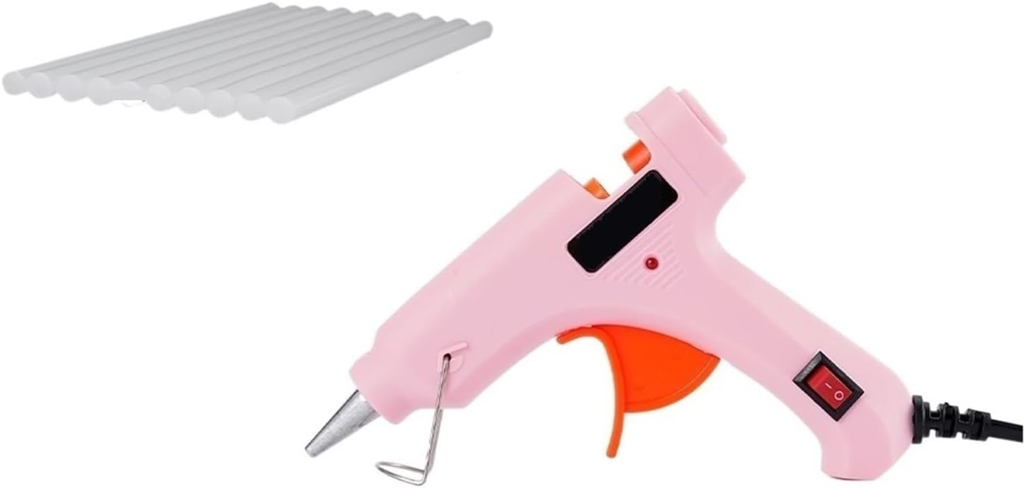 Hot Glue Gun Hot Melt Glue Gun for 7mm Glue Stick Industrial Mini Glue Guns Thermo Electric Heat Temperature Tools for DIY Arts, Crafts and Quick Repairs(P with 10Pcs Sticks)