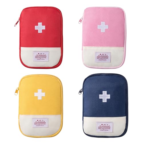 JSTHHTT 4 Pièces Mini Trousse de Premiers Soins, Trousse de Secours Vide, Étanche Sac de Médecine Portable, Sac de Premiers Secours Compact et Léger, Sac de Rangement pour Boîtes à Médicaments