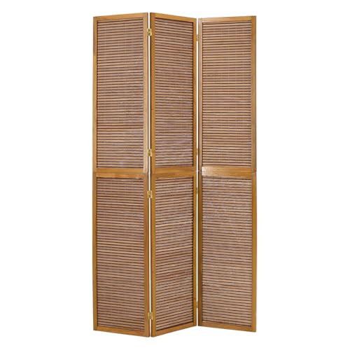 Homestyle4u Paravent Raumteiler Innen 3 teilig Bambus Sichtschutz Holz Braun Schlafzimmer