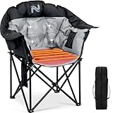 NAIZEA Heated Massage Camping Chairs,Heated Outdoor Chair w/3 Heating Mode, Oversized Heated Chair for Adults, Heavy Duty Folding Camping Chairs for Camp,Fishing, Sports Events,NOT Included Battery