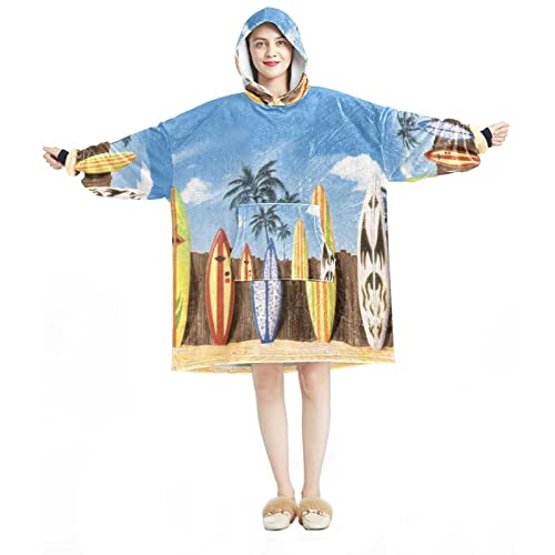 Sweat à capuche surdimensionné sherpa flanelle adulte palmier