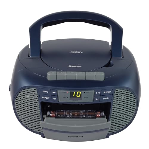 image for JENSEN CD-550BT-BL Portable Stereo Bluetooth CD Cassette Recorder with