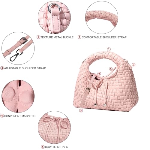 Image of JINMANXUE Fashion Mini Handbag For Women, Woven Tote Bucket Composite Bag Knitting Chain Bags, Crossbody Shoulder Purses