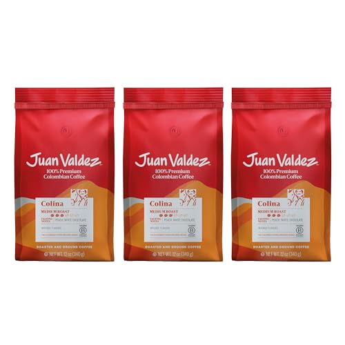 Juan Valdez Colina Ground Coffee - Medium Roast | 12 oz - 100% Colombian Coffee | Made with “Caracolito” Beans with Peach & White Chocolate Notes | 3 Pack