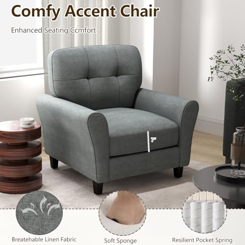 Sillón Diseño Medio Siglo Tela Gris miniatura 5