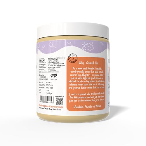 Image of Nooka Unsweetened Creamy Peanut Butter | 100% Peanuts, Zero Additives | No Palm Oil & No Stabilizers | Nutrient-Dense Healthy Fats for Brain Development & Growing Toddlers