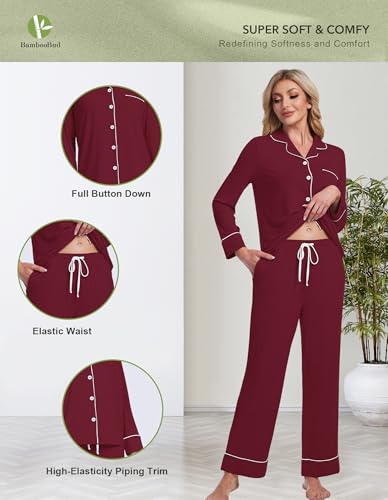 Image of Pajamas Set for Women Soft Knit Button Down Sleepwear 2 Piece Breathable Viscose from Bamboo Pjs S-XXL