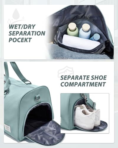 Image of Travel Duffle Bag,Weekender Overnight Bags for Women with Shoes Compartment,Tote Gym Bag Personal Item Carry On Bag for Travel Business Trips Sport Hospital Dance Light Blue