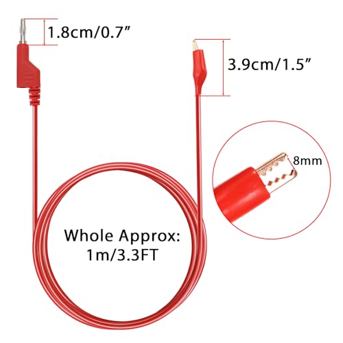 Image of Sumnacon Multimeter Test Lead Set 3.3Ft /1M Stackable Banana Plug to Alligator Clips Test Cable Kit with Protective,Soft Silicone Flexible Electrical Test Wire Leads for Electrical Testing 500V /5A