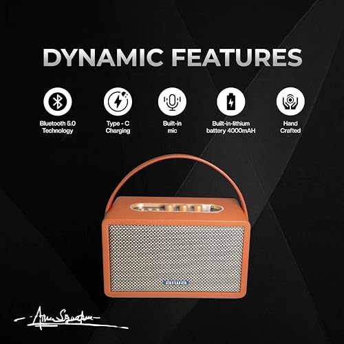 Image of Aiwa Bluetooth Speaker with Powerfull Bass, Built-in Microphone, Portable Speaker with 9+ Hours Play Time, 40W Speaker, Type-C Charging | RS-X 100 Natsukasii Pro (Brown)