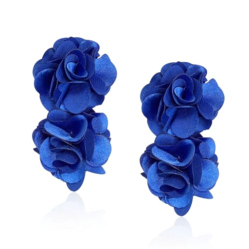 Oversized Fabric Flower Earrings for Women Statement Boho Chic Dangle Drop Earrings for Parties Weddings or Everyday Wear