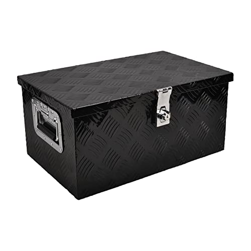 BATONECO Caja de herramientas de aluminio de 20 pulgadas, caja de almacenamiento de herramientas con asa lateral, cerradura y 2 llaves, 20 x 12 x 9.5 pulgadas, color negro