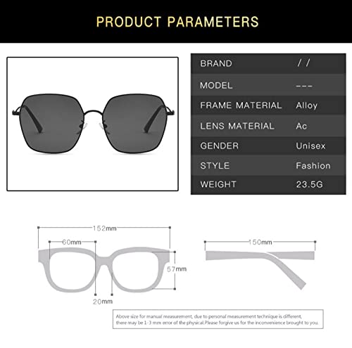 ZENYS Metal Frame Sunglasses for Men and Women Large Frame Fashion Decorative Sunglasses (Color : C, Size : 1)4