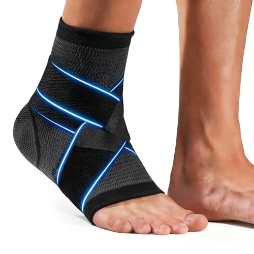 Viexpand Chevillère Avec Bande En Maille Unique Tissu Aéré Tricoté 3D, Chevillère En Tricot Pour Homme Et Femme, Attelle Cheville De Compression, Ajustable, Pour Les Deux Pieds, L