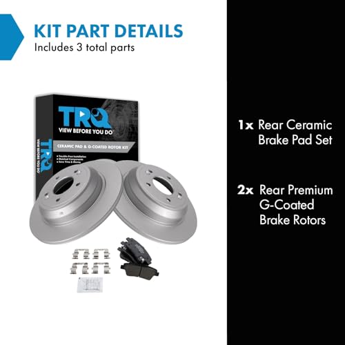 Image of TRQ Rear Brake Pad and Rotor Set Ceramic Coated Rotors Compatible with 2018-2019 Genesis G80