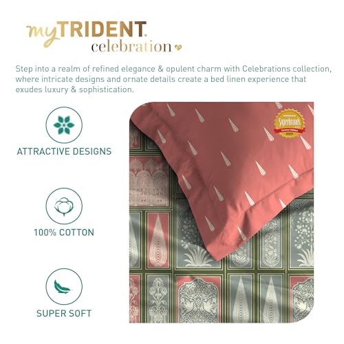 Image of MYTRIDENT Celebration Bedsheet Gifting Collection Double Size - Gharana Sage