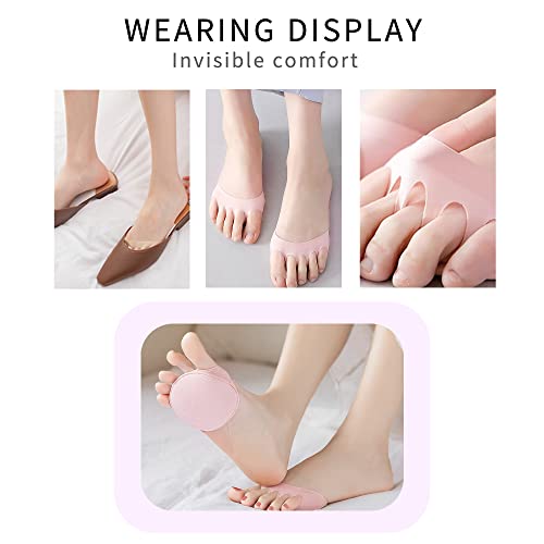 Image of Ball of Foot Cushions Honeycomb Fabric Metatarsal Pads Invisible Socks Pads for Women and Men Reusable Forefoot Pads (5 Pairs-Pink)