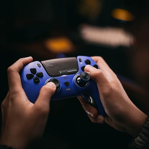 Image of HEXGAMING PHANTOM Pro Controller with 4 Remappable Buttons, 6 Remapping Profiles, 8 Interchangeable Analog Stick, and Adjustable Triggers Compatible with ps5, PC, Mobile - Hall Effect Dream Blue