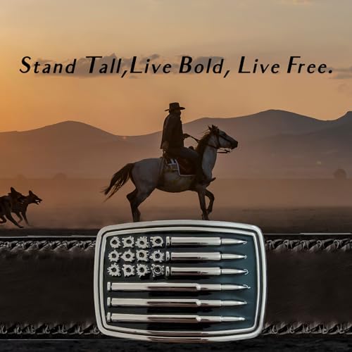 Image of Western Belt Buckles for Men Cowboy Belt Buckle American Bullet Flag Belt Buckles Men Silver