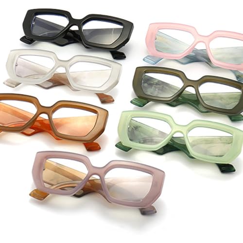 Gafas cuadradas mujer montura poligonal gris con patillas anchas cómodas 2