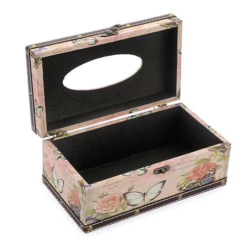 TOLIDA PU+ Wood Rectangular Tissue Box Cover - Retro Household Tissue Box Holder Organizer, Tissue Paper Dispenser for Bathroom - Image 4