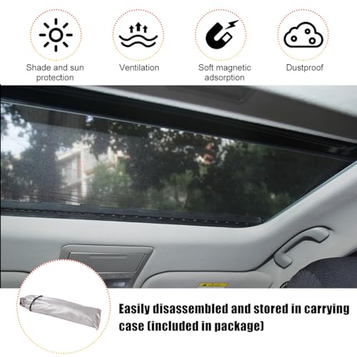 Image of Car Sunroof Sun Shade, Magnetic Net Sun UV Protection Cover, Breathable Mesh Auto Sunroof for UV Sun Protection, Universal Automotive SUV Car Accessories