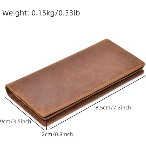 Long Genuine Leather Wallet for Men Double Zip Bifold Ample Storage for Bills Cards Mobile Perfect for Business Journeys (Brown)3