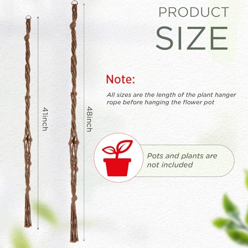 Image of EBOOT 2 Pack 41 48 Inch Large Macrame Plant Hanger Rope to Hang Flower Pot Plant Holder for Indoor Outdoor Decorations, 4 Legs (Linen Color)