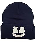 Video Game Marsh Mellow Smily Face Techno DJ Fashion Trend Classic Winter Warm Knit Hat Beanie Cap Fort Children Adults Adolescents Cap Navy Blue