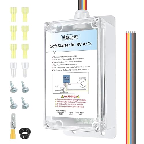 BELZAR Soft Start for RV Air Conditioner - Safeguard Electrical Equipment AC Soft Start Kit for RV Reduce Startup Current; Ideal for RVs Campers Trailers and Vehicle AC Systems easy RV install