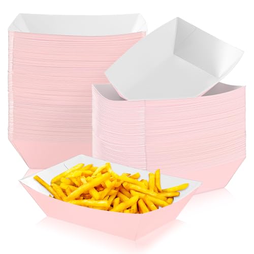 Yinkin 100 Pcs 2lb Paper Food Trays Boat 2lb Disposable