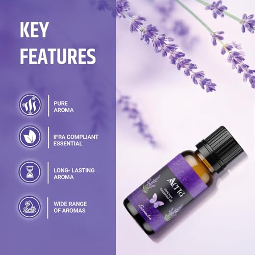 Image of Aerra Lavender Essential Oil 15ml | Diffuser 100% pure steam-distilled. Triple-tested purity. Amber glass + dropper. Soft floral aroma. Diffuser, aroma lamp, skin & hair. Potpourri. Vegan. Daily use.